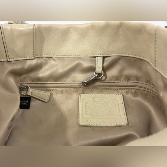 Coach North South Woven Leather Tote Bag Cream Shoulder Bag F10798 - Picture 9 of 15